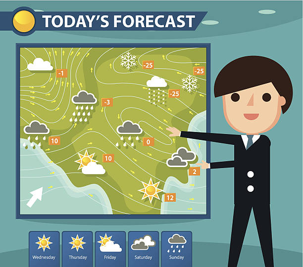 ilustrações de stock, clip art, desenhos animados e ícones de apresentador de meteorologia - weather meteorologist meteorology symbol