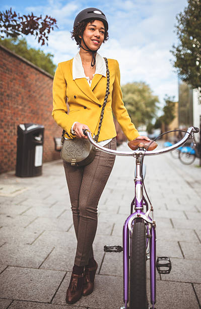 istock Casual biker walking on the street 469868445