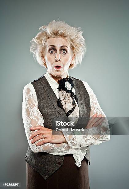 Scared Senior Lady Stock Photo - Download Image Now - Bizarre, Senior Women, 60-69 Years