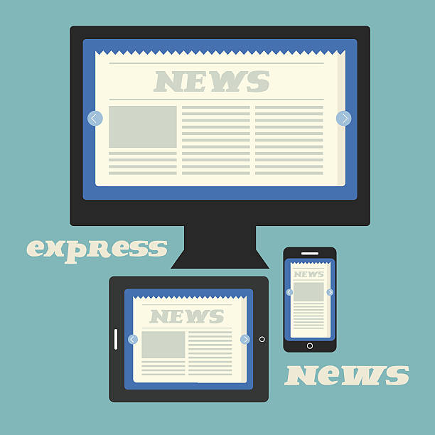 istock Digital newspaper on the displays of computer, pad and phone. 469872819