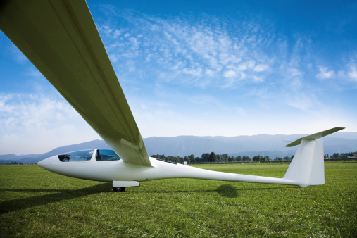 glider aircraft with open canopy