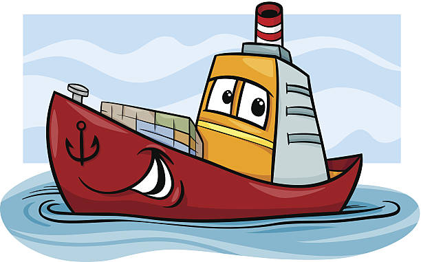Container Ship Cartoon Illustration向量圖形及更多卡通圖片- 卡通, 貨船, 交通方式- iStock