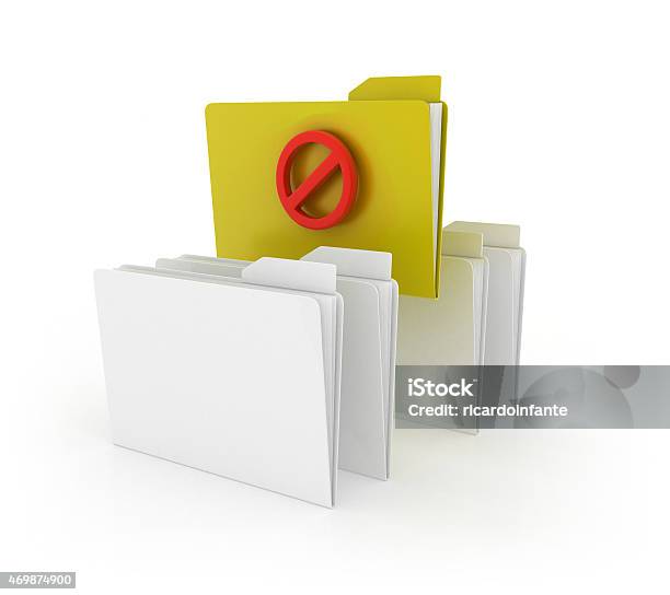 3d Folders Forbidden Concepto Stock Photo - Download Image Now - 2015, Archives, Circle