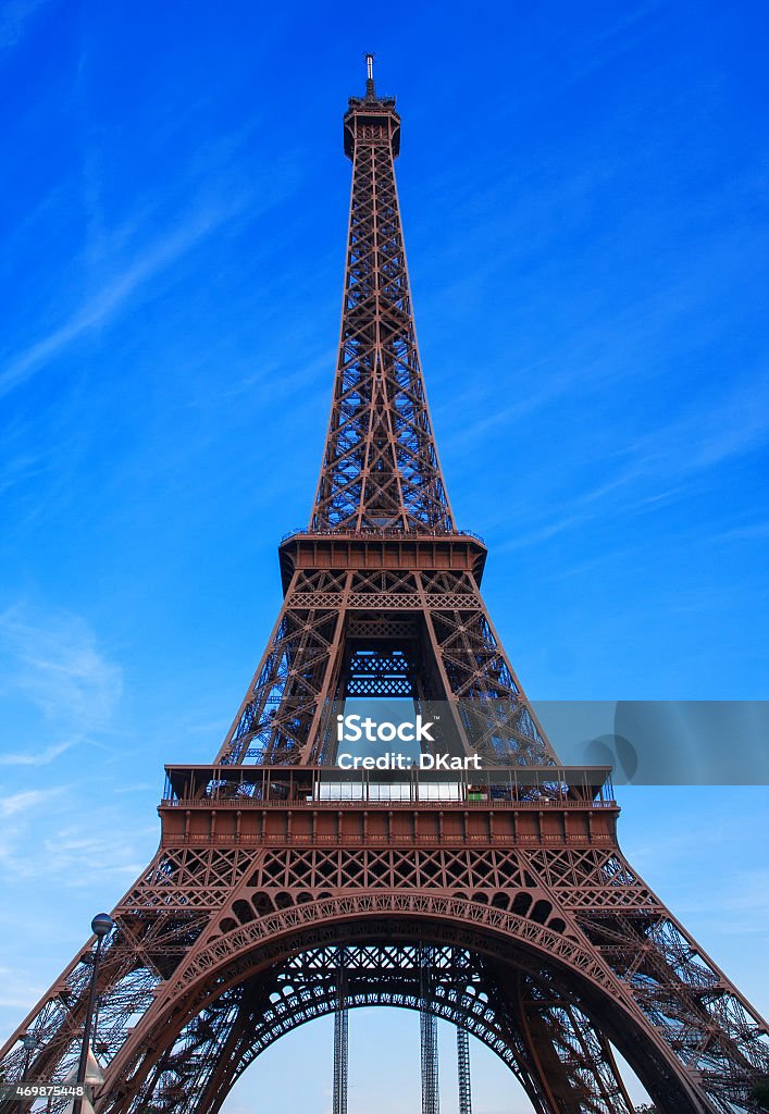 Paris. Eifel tower Paris. Lovely park near the Eiffel Tower on the Champ de Mars. During shooting, the color filters applied to the discretion of the author 2015 Stock Photo