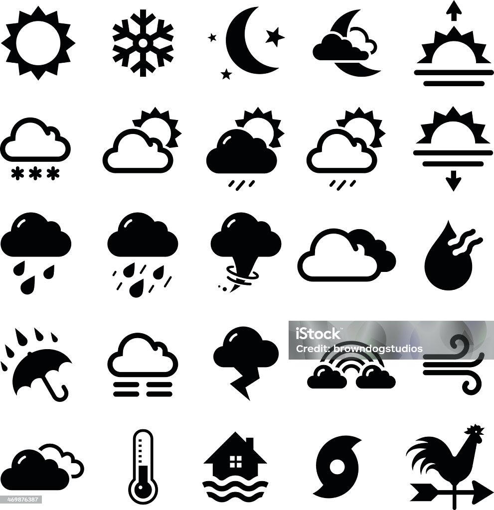 Hàng Loạt Biểu Tượng Thời Tiết Màu Đen Trong Nền Trắng Hình minh ...