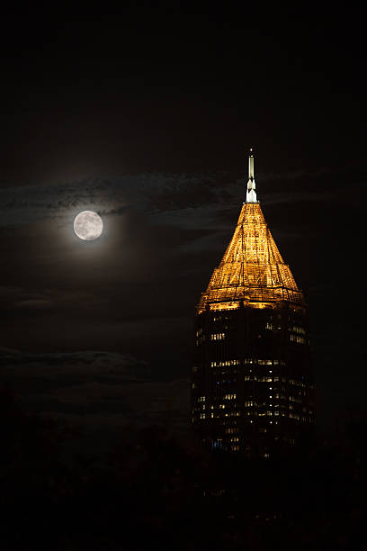istock Tallest building in Atlanta Downtown under moon 469877745