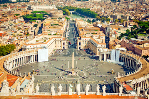 Saint Peters Square, Rome Seen From Sistine Chapel, Italy]