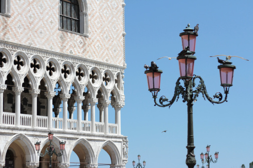 Doges Palace and lantern at St. Mark's Square in Venice, Italy