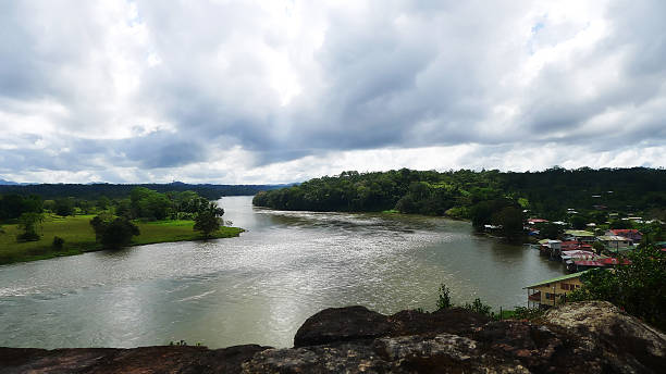 View of Rio San Juan from El Castillo stock photo