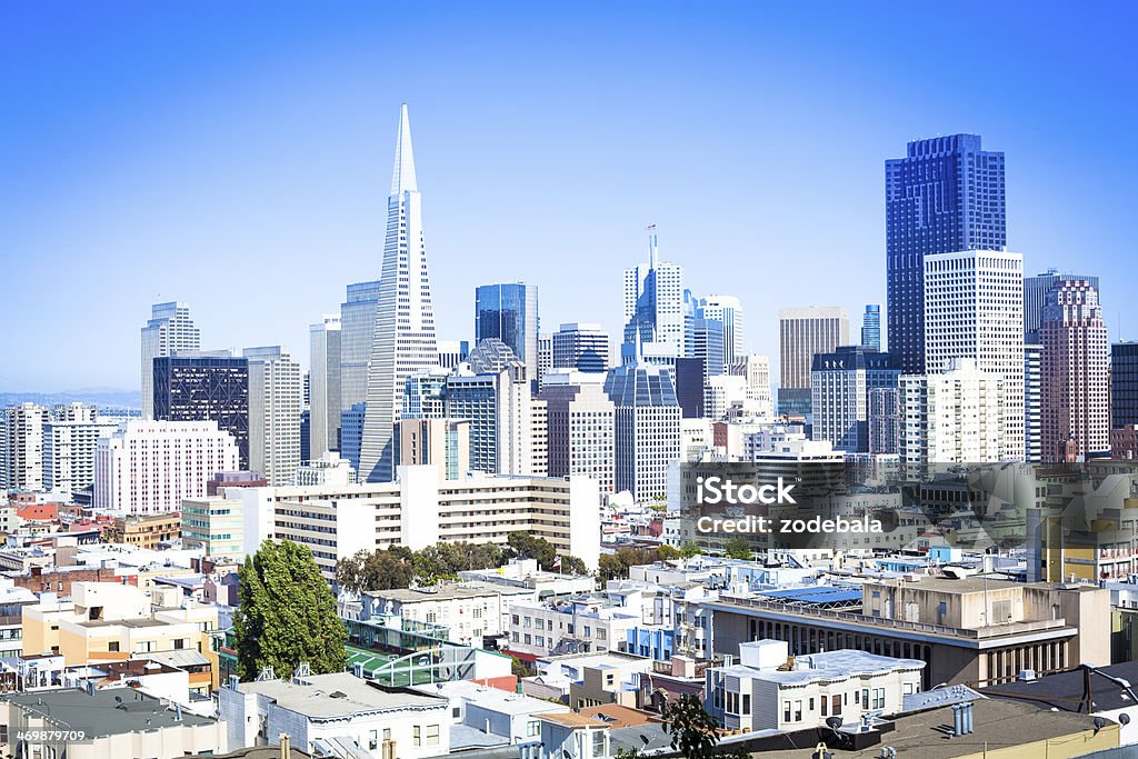 San Francisco Downtown Skyline, California Skyline of San Francisco Aerial View Stock Photo