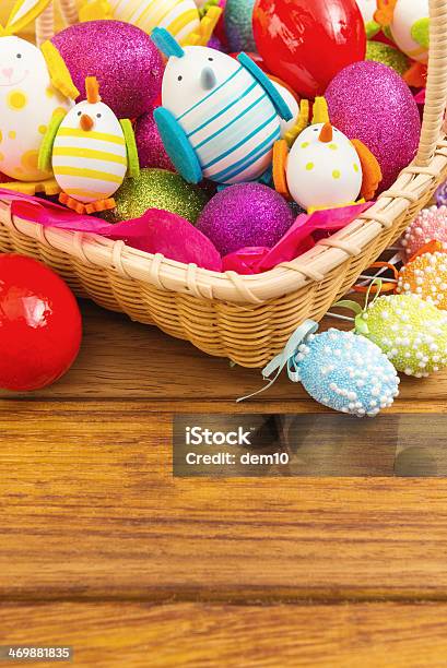 Easter Basket With Eggs Stock Photo - Download Image Now - April, Backgrounds, Celebration
