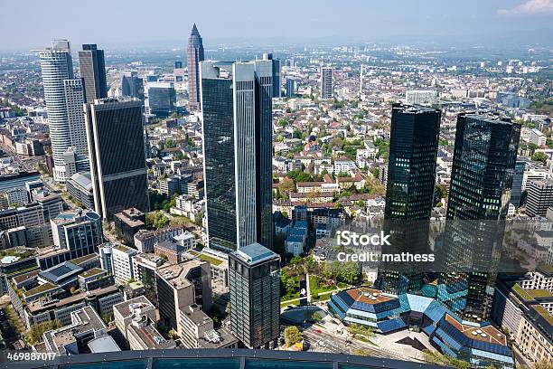 Skyline Of Frankfurt Stock Photo - Download Image Now - Aerial View, Architecture, Banking