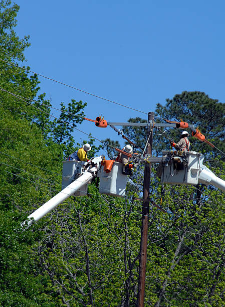 comunicazione di lavoro - maintenance engineer fuel and power generation cherry picker electricity foto e immagini stock