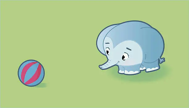 Vector illustration of cute small Elephant with ball.