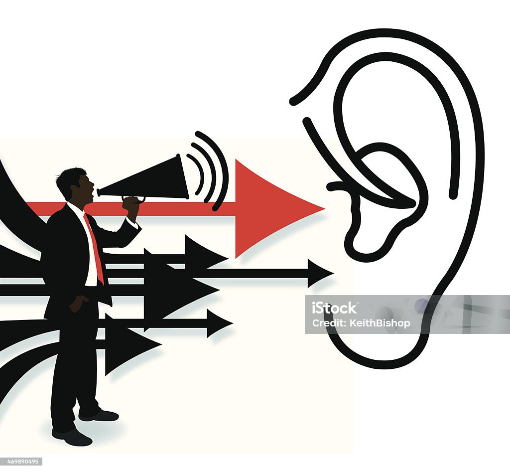 Megaphone Business Man and Listening Ear Megaphone Business Man and Listening Ear illustration. Check out my “Business Concepts” light box for more. Deafness stock vector