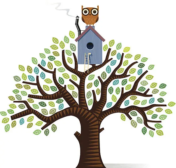 Vector illustration of Tree house tree