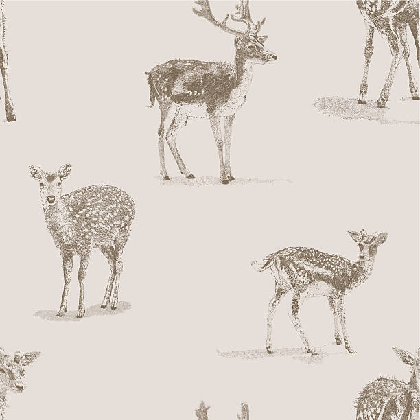bildbanksillustrationer, clip art samt tecknat material och ikoner med deer repeat pattern - rådjur illustrationer
