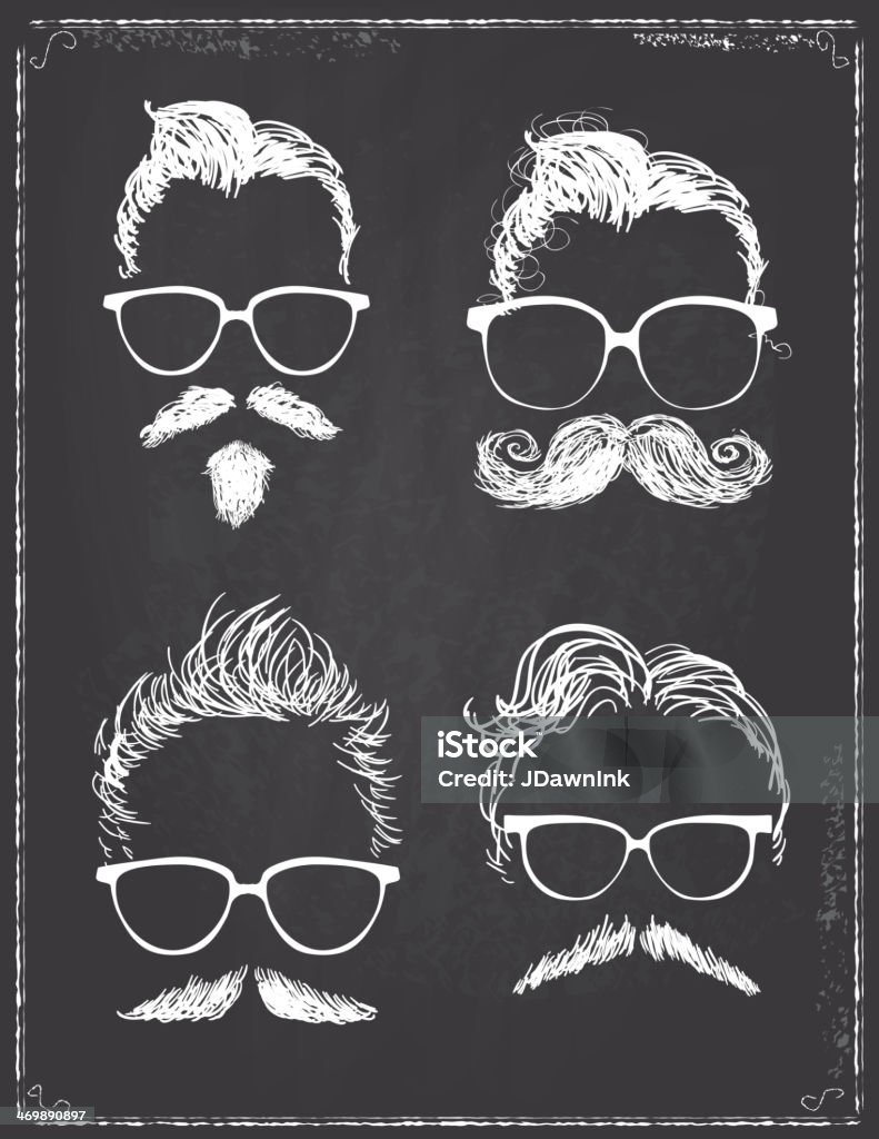 Set of gentleman hipster features on chalkboard Movember stock vector