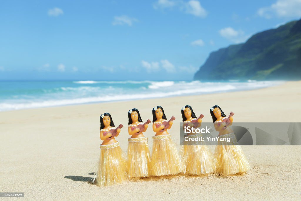 Hawaiian Danseuse de Hula danse sur la plage Horizontal - Photo de Humour libre de droits