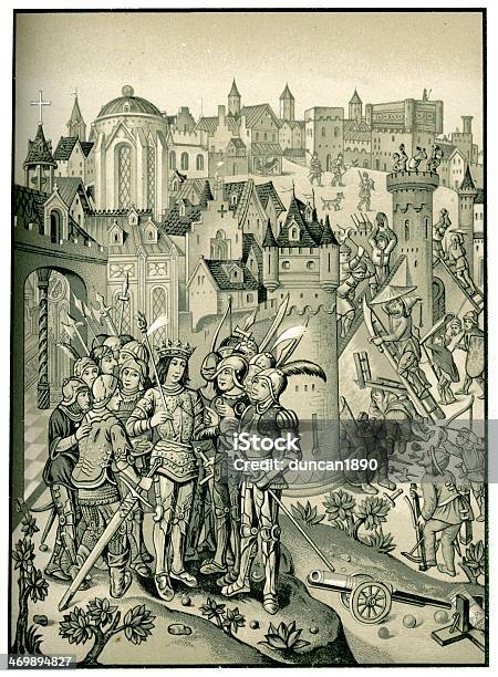 Medieval Siege Stock Illustration - Download Image Now - Burgundy - France, Castle, Siege