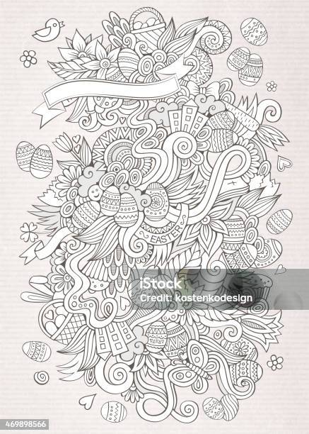 Easter Vector Sketch Background Stock Illustration - Download Image Now - 2015, Abstract, Animal Markings
