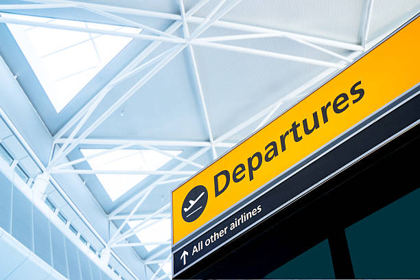 istock Check in, Airport Departure & Arrival information board sign 469899394