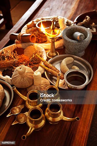 Ayurveda Herbal Medicine Supplies Stock Photo - Download Image Now - Ayurveda, Culture of India, Alternative Medicine