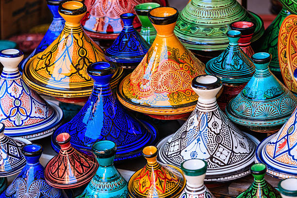istock Colorful Maroccan tajine pots at a souk in Marrakech 469904519