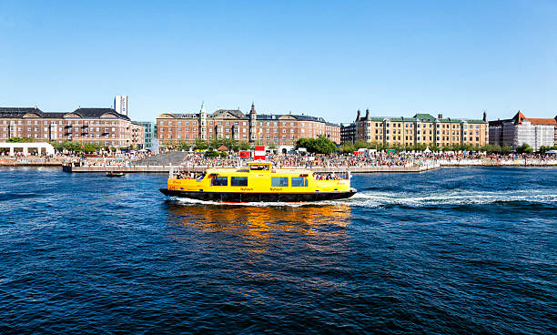 Copenhagen harbour ferry and bath stock photo