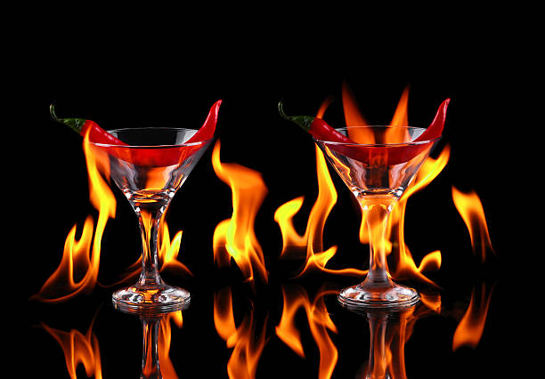 istock Hot pepper with flame on black background 469904960