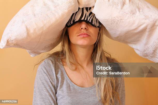 Young Women With Pillow Stock Photo - Download Image Now - Hangover, Women, Tired