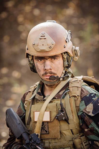 istock solder standing and looking at the camera 469905452