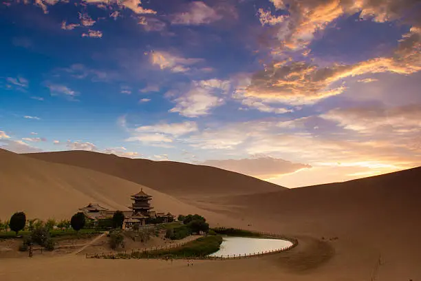 The crescent moon oasis in dunhuang, china