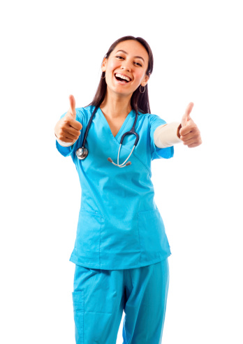 Happy smiling doctor or nurse isolated on white.