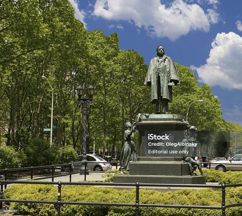 Henry Ward Beecher Monument, New York City. Brooklyn, NY, USA - May 24, 2008: Henry Ward Beecher Monument in Brooklyn, New York. The statue was created by the sculptor John Quincy Adams Ward and was unveiled on June 24, 1891. It is located in Cadman Plaza, Downtown Brooklyn. Architecture Stock Photo