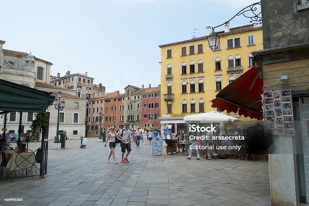 Camp San Jeremiah Venice, Italy - July 21, 2012: Groups of tourists at Campo San Geremia, an usually crowded venetian square near the train station of the city. Color Image Stock Photo