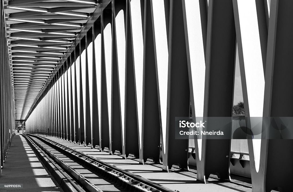 Railway bridge Railway metal bridge perspective view Bridge - Built Structure Stock Photo