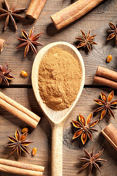 istock Anise stars and cinnamon sticks on old table 469911174