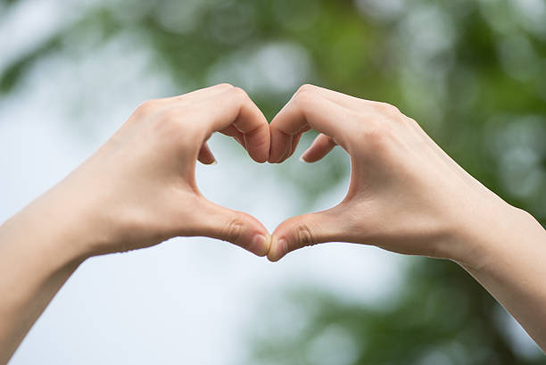 istock Someone forms a heart shape with his hands to show love 469911212