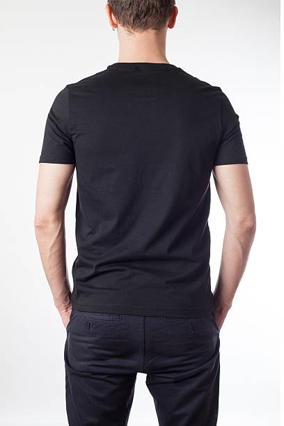 Model wearing black t-shirt ready for your graphic design