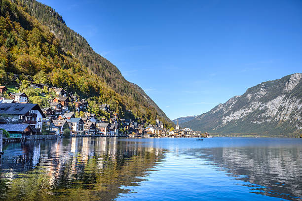 istock Hallstatt village in Alps at cloudy day, Austria 469917584