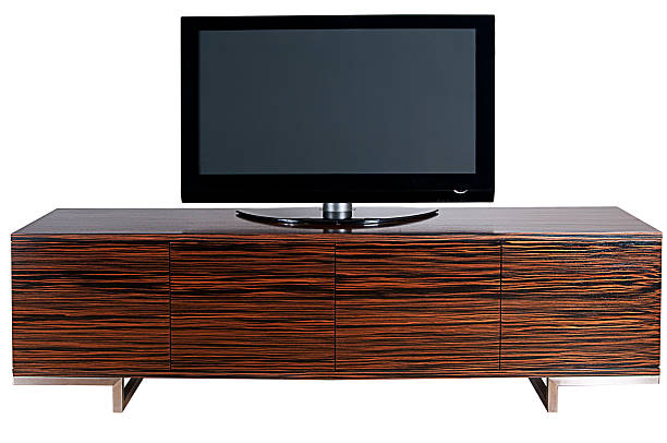 Modern ZebranoWooden Cabinet with TV isolated on white
