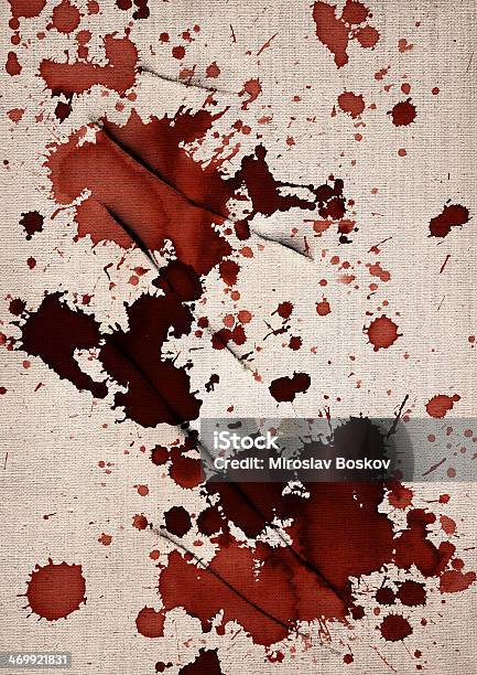 Hires De Sangue Manchas Corte De Pintura De Linho Desenhada Grunge Textura De Lona - Fotografias de stock e mais imagens de Horror