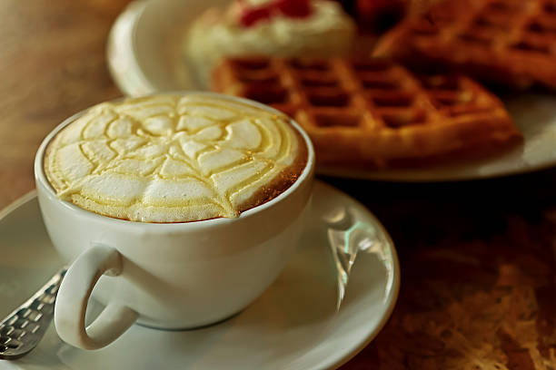 Hot caramel latte coffee