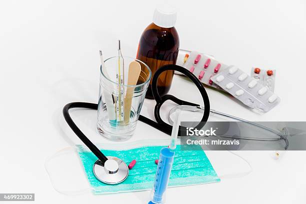 Set For Flu Treatment Health And Medicine Concept Stock Photo - Download Image Now