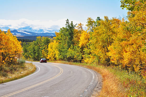 istock Autumn in Canada. The road abruptly turns 469924226