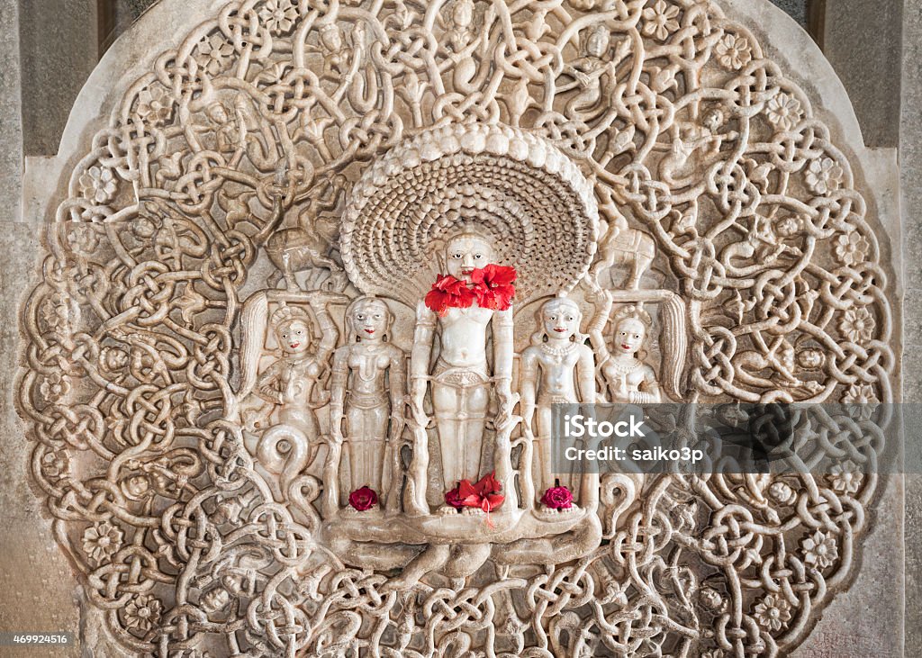 Ranakpur Temple interior Interior of Ranakpur Temple in Rajasthan, India 2015 Stock Photo