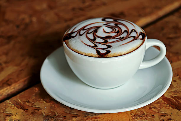 Hot caramel latte coffee