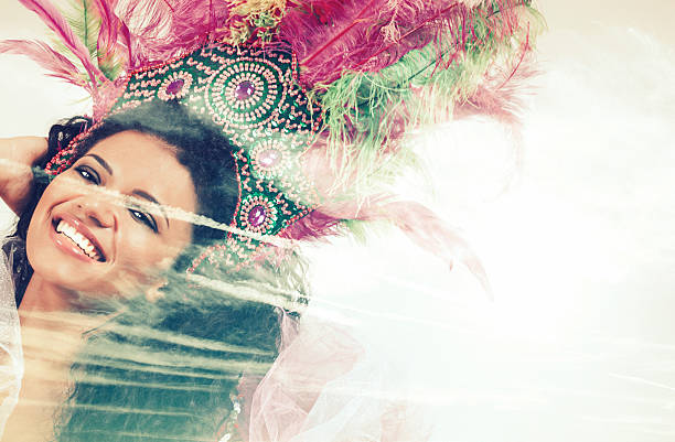 istock Double exposure of samba dancer and clouds 469926608