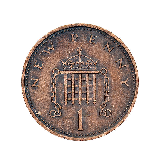 One New Penny Coin, UK, 1971 stock photo